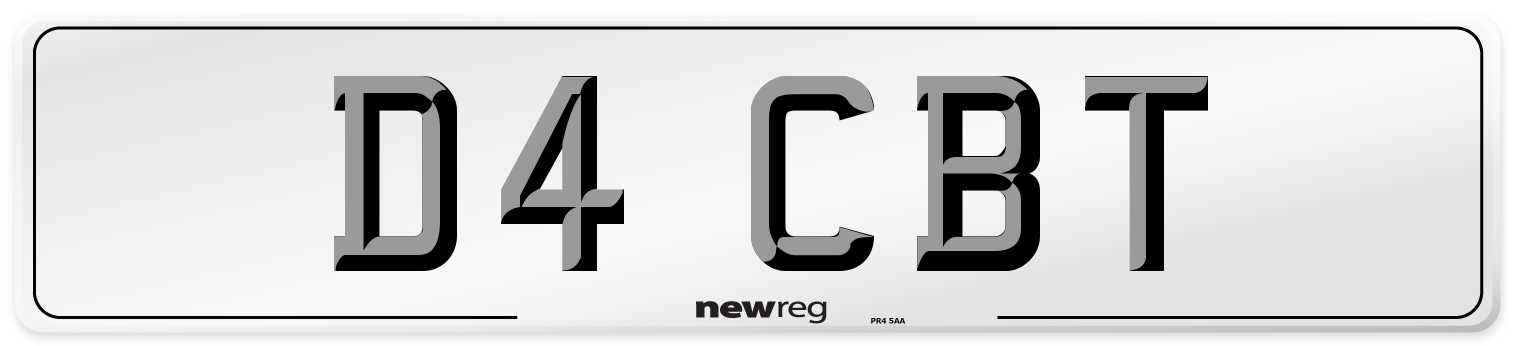 D4 CBT Number Plate from New Reg